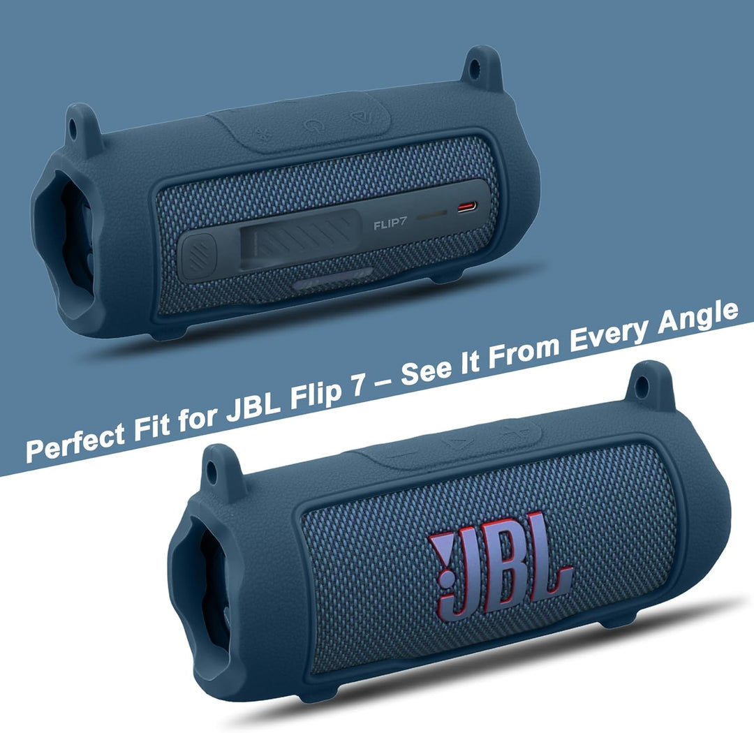 Khanka für JBL Flip 7 Silikon-Schutzhülle mit abnehmbarem Schultergurt, stossfeste weiche Hülle für