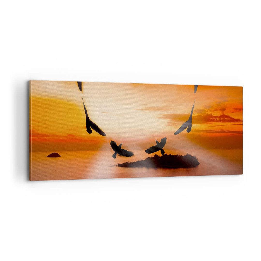 Panorama Bilder auf Leinwand 100x40cm Leinwandbild Natur Landschaft Insel Meer Gross Wanddeko Bild S