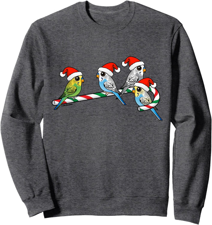 Santa Claus Wellensittiche auf Weihnachten Candy Cane Gift Sweatshirt