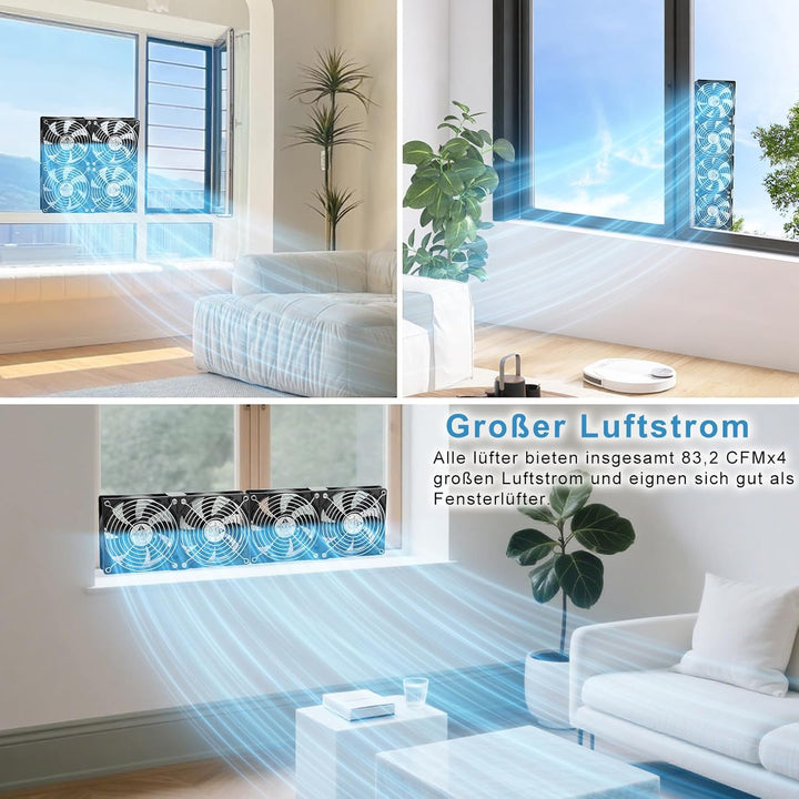 GDSTIME 4 x 120mm Lüfter 230V Dual 240mm Gehäuselüfter 220V PC Ventilator mit 4V-12V Einstellbare Ge