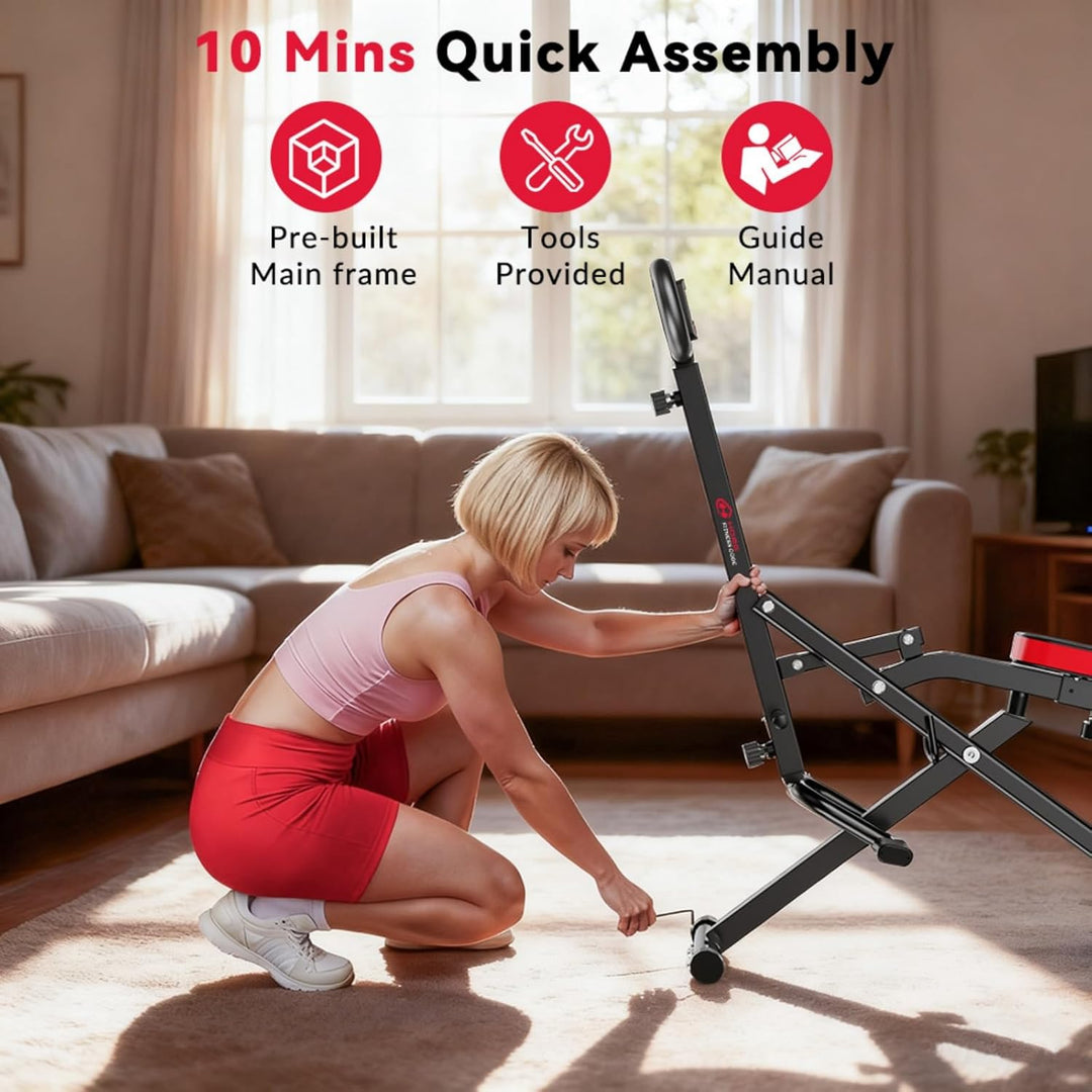 Squat Machine Faltbare Heimtrainer Fitnessgeräte, Assist Row-N-Ride Trainer, 165 kg belastbar, AB Bo