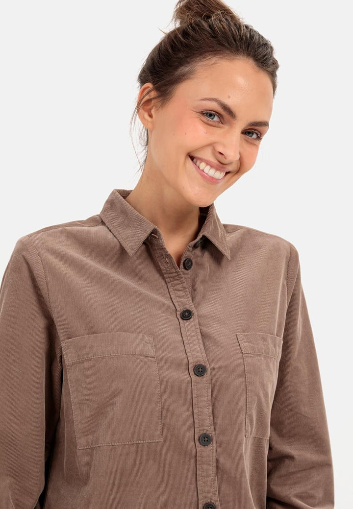 camel active Damen Hemdblusenkleid mit Langen Ärmeln XS Light Walnut, XS Light Walnut