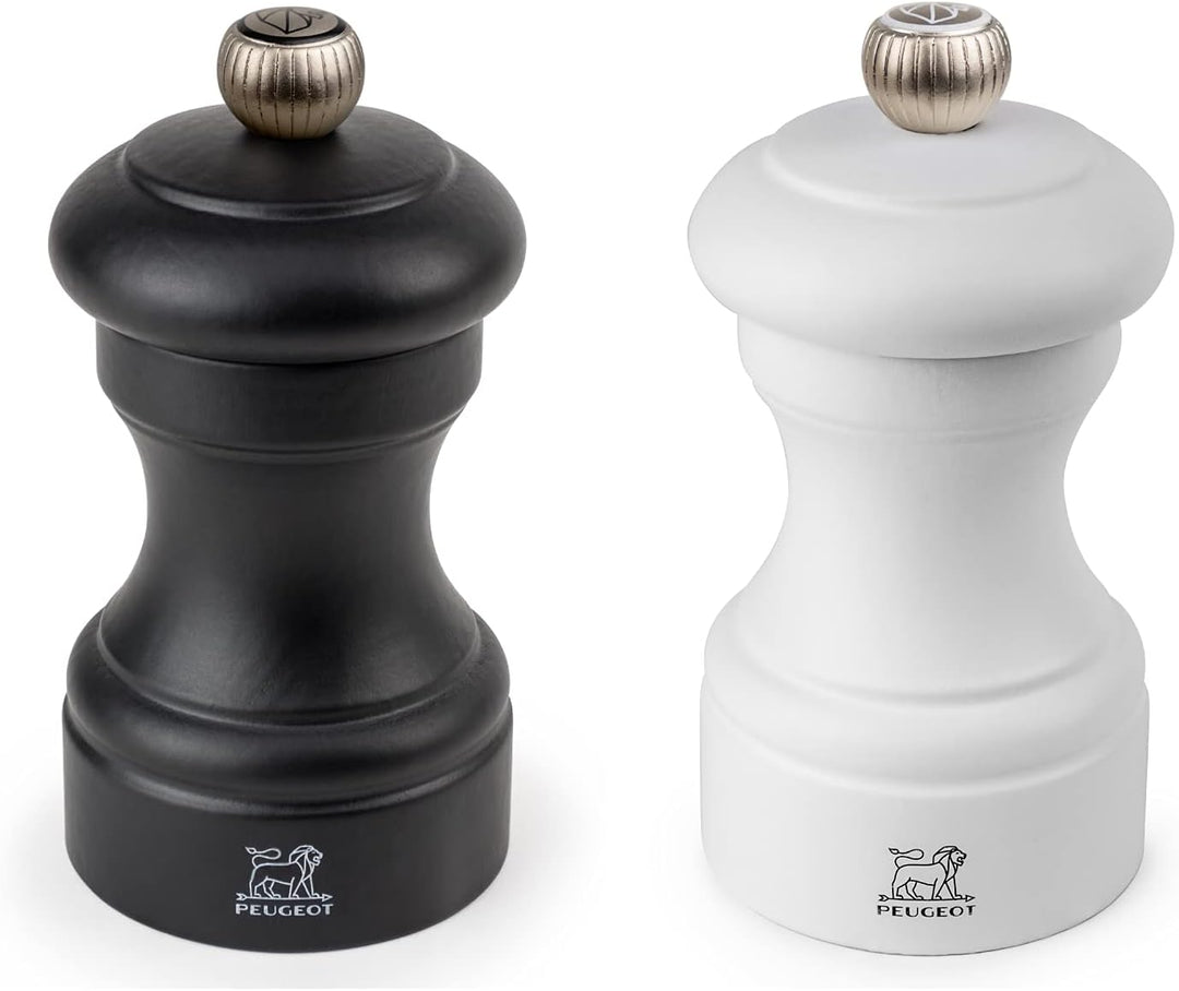 Peugeot Bistro Mühlen-Set Pfeffer/Salz, Klassische Mahlgradeinstellung, Höhe: 10 cm, Holz, Weiss/Sch