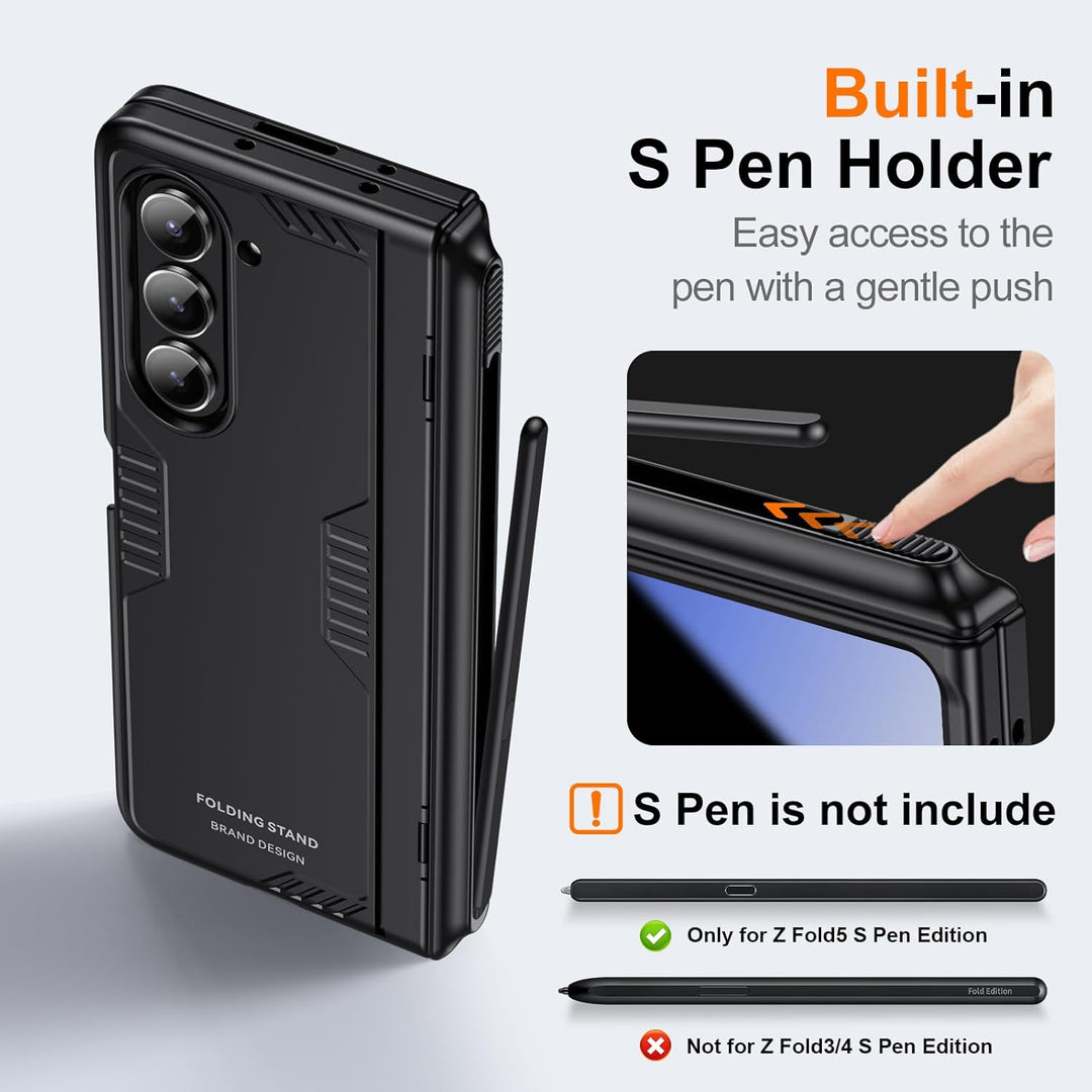 für Samsung Galaxy Z Fold 5 Hülle mit Slim S Pen Stifthalter & Scharnierschutz, Integriertem Kicksta