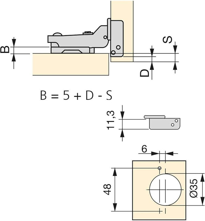 Emuca 1011407 Pack aus 20 Topfscharnieren Ø35mm 100° mit sanftem Verschluss für sich halb überlappen