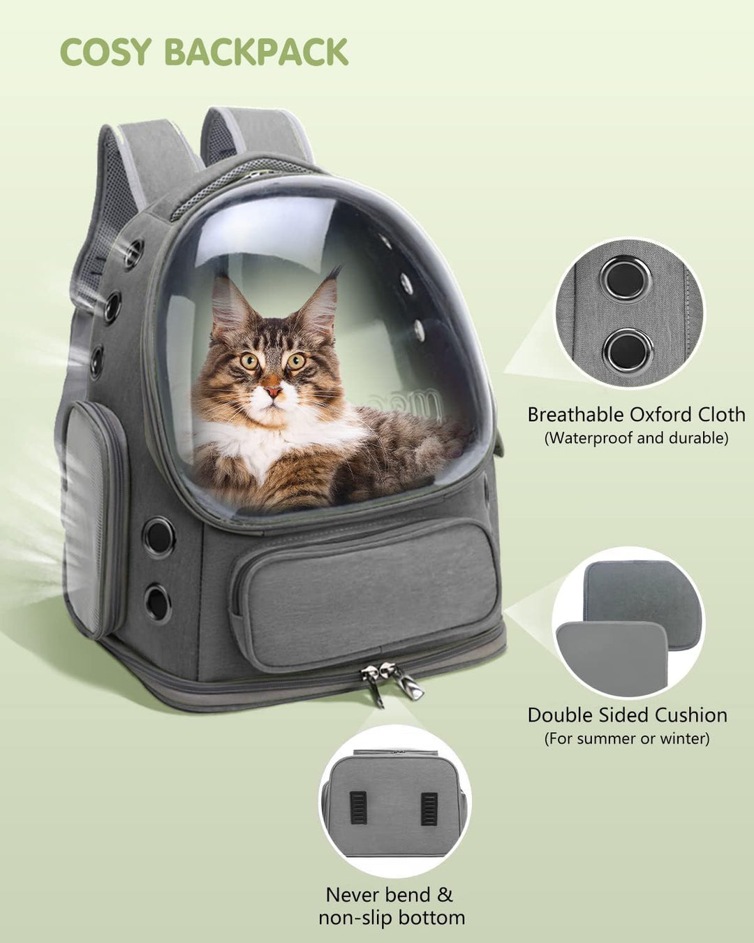 PETCUTE Haustier Rucksack,Tragbar Raumkapsel Hunde Katzen Rucksack mit Herausnehmbarer Matte,Atmungs