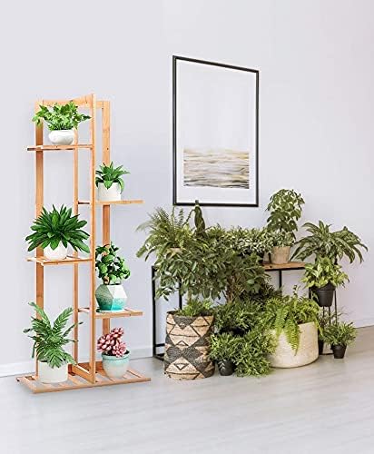 Cocoarm Blumenständer Holz für Innen Pflanzentreppe Outdoor Blumen Regale, Blumenständer mit Balkong