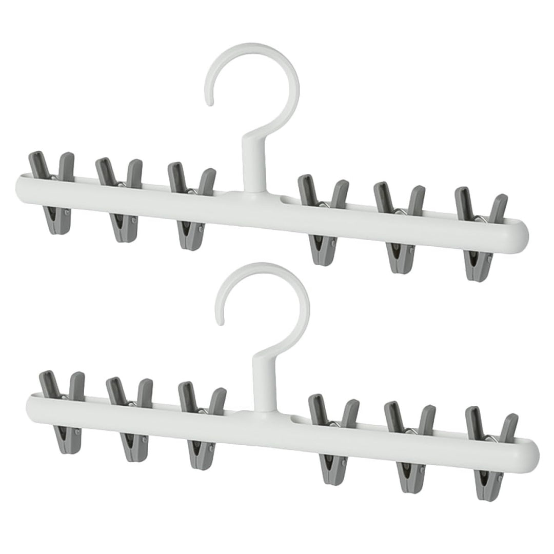 Angoily 2stücke Multifunktionaler Wäschebügel mit Clips Windgeschützt Drehbar Graues zum Trocknen vo