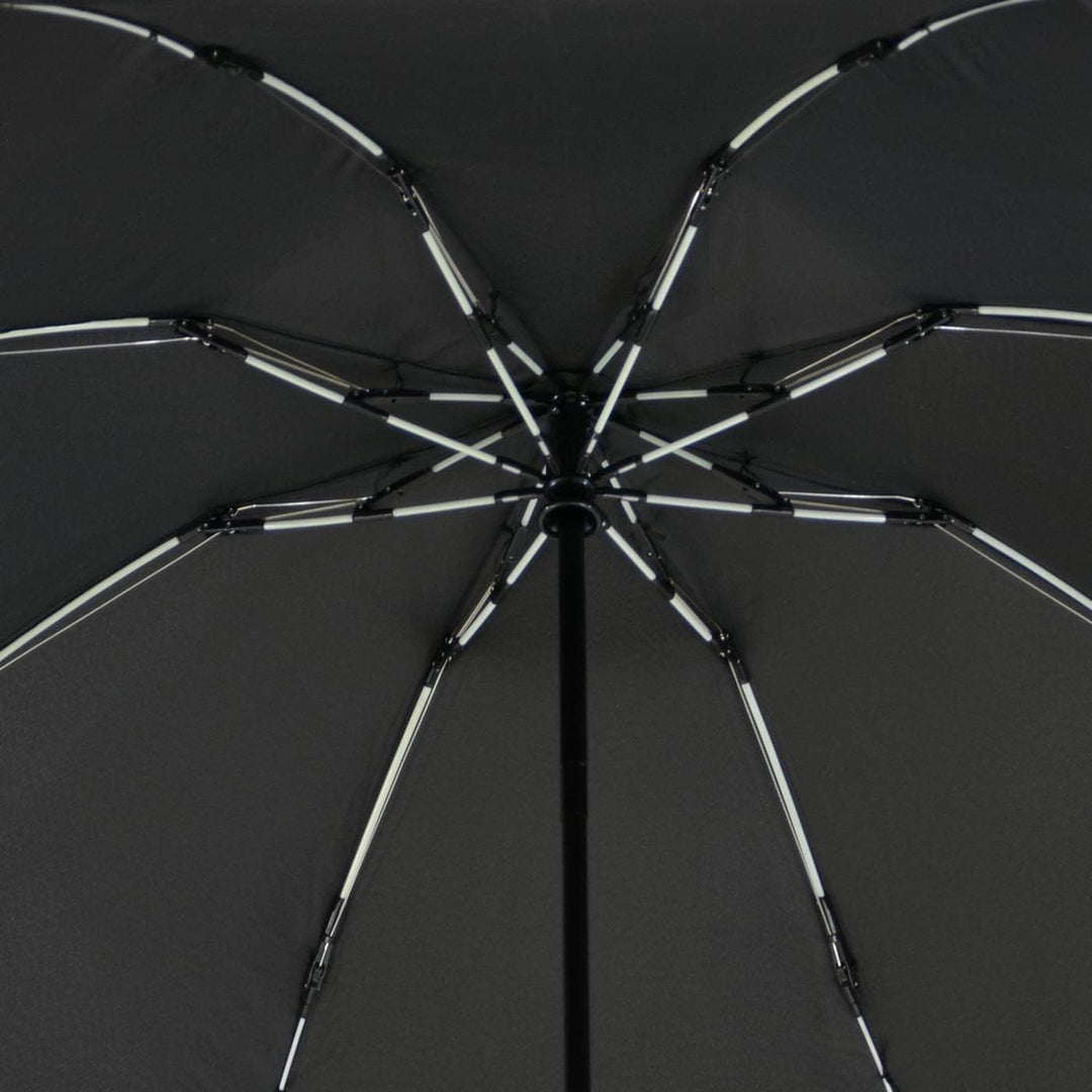 iX-brella Reverse umgekehrt öffnender Fiberglas-Taschenschirm mit farbigen Speichen - schwarz-weiss,
