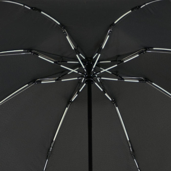 iX-brella Reverse umgekehrt öffnender Fiberglas-Taschenschirm mit farbigen Speichen - schwarz-weiss,