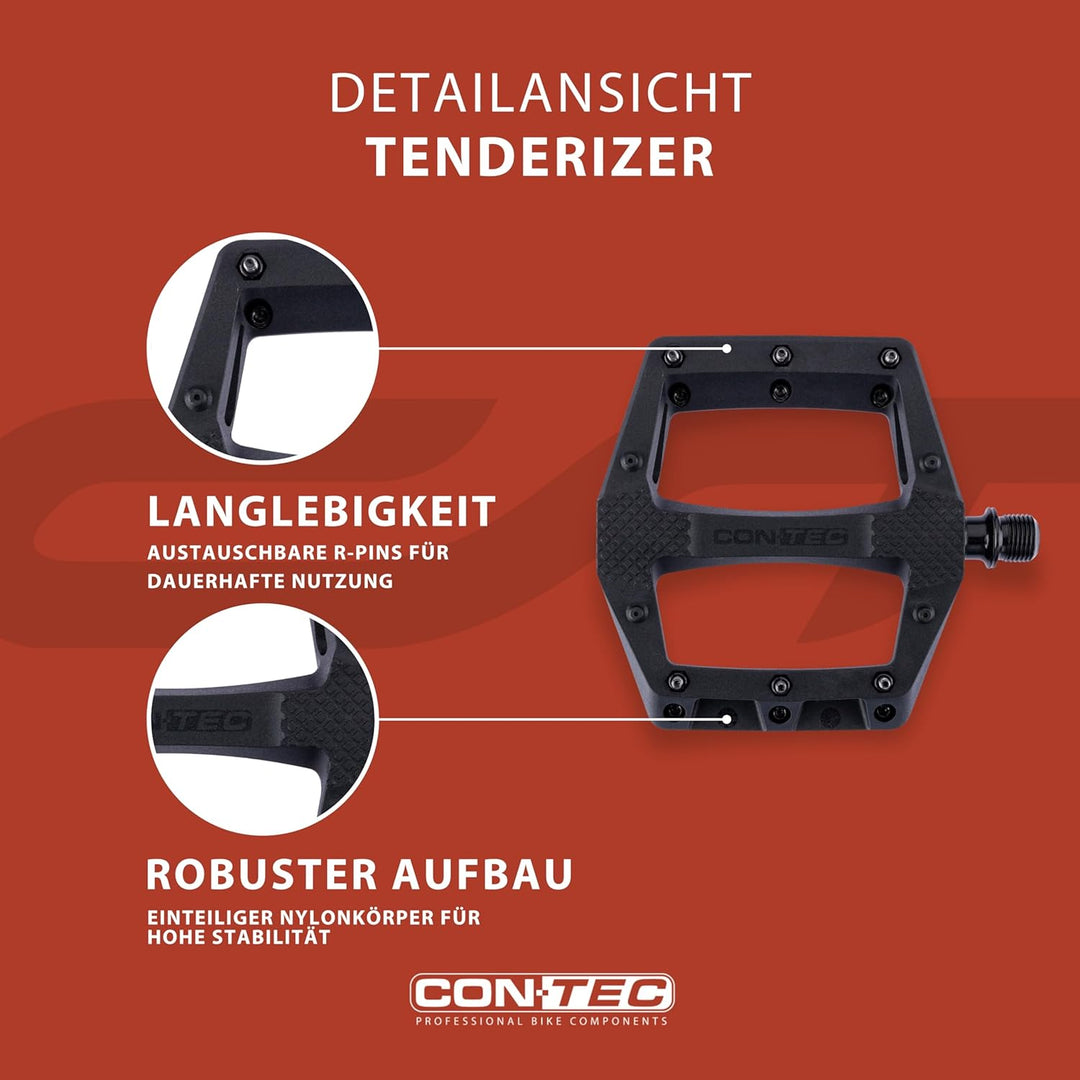 CONTEC Fahrrad-Pedal Tenderizer, Nylon Körper, MTB Pedal, Plattform-Pedale, Lightweight, CrMo Achse,