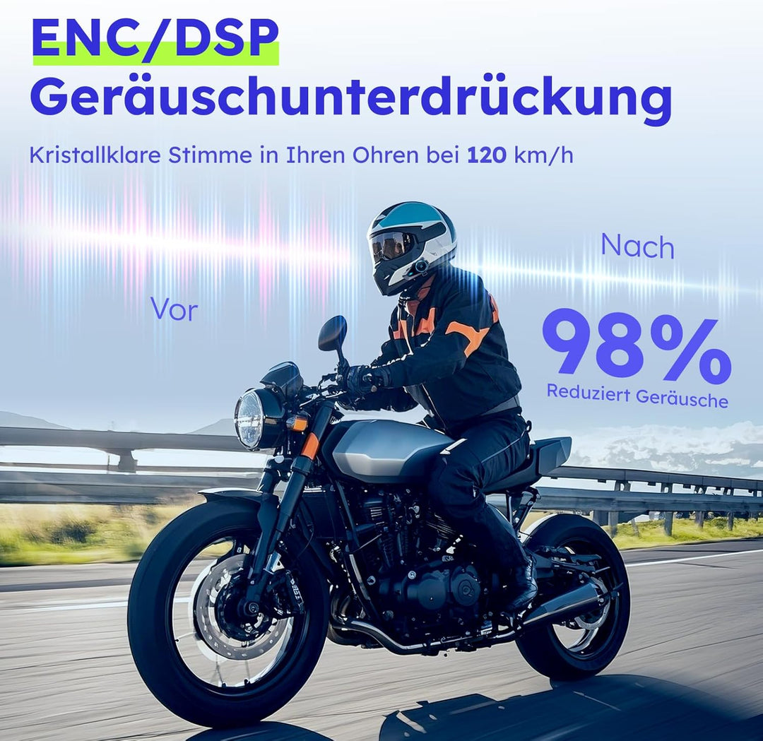 Motorrad Headset, 4 Fahrer Bluetooth Intercom, Motorrad Kommunikationssystem mit Universeller Kopplu