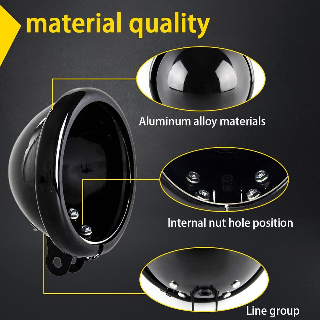 SKUNTUGUANG 5 3/4 "5,75 Zoll Led Scheinwerfergehäuse Eimer für Motorrad（schwarz）