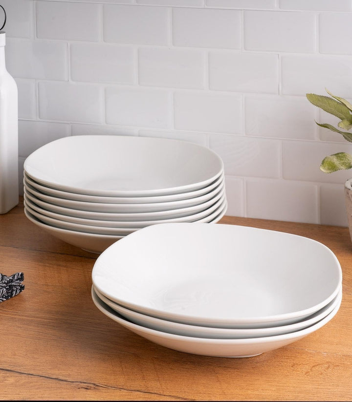 Suppenteller Tiefteller Salatteller - Porzellan - Weiss - 22 cm - 12er Set