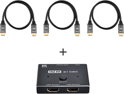 xiwai 8K @ 60hz HDMI-kompatibler 2.1-Switch & 3 Kabel 2-in-1-OUT Hub unterstützt HDCP SST Extended 4