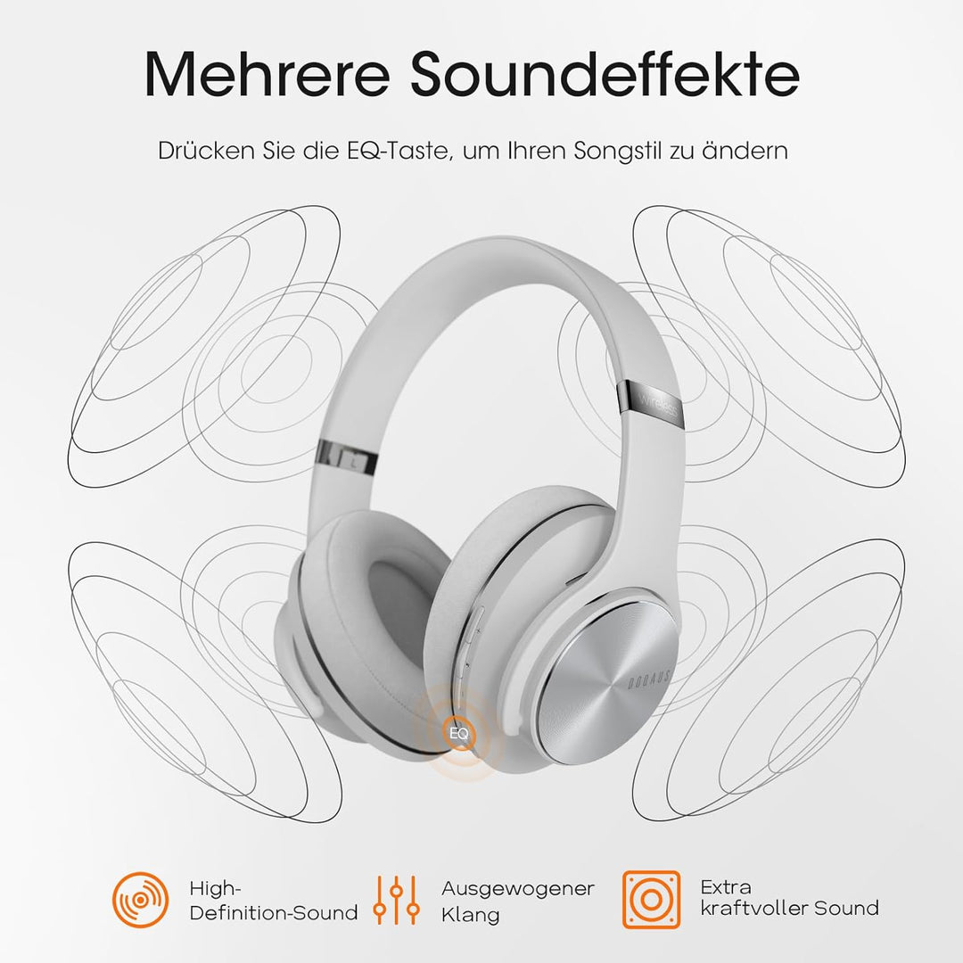 DOQAUS Bluetooth Kopfhörer Over Ear, [Bis zu 90 Std] Kabellose Kopfhörer mit 3 EQ-Modi, HiFi Stereo