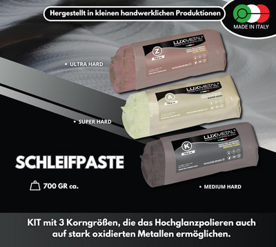 Lux Metal 3 Polierpaste 700 g (A-K-Z) Mittel Sehr grob Schleifpaste Für spiegelnden Glanz Auf Edelst