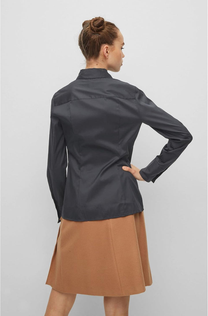 HUGO Damen The Fitted Shirt Bluse 34 Black1, 34 Black1
