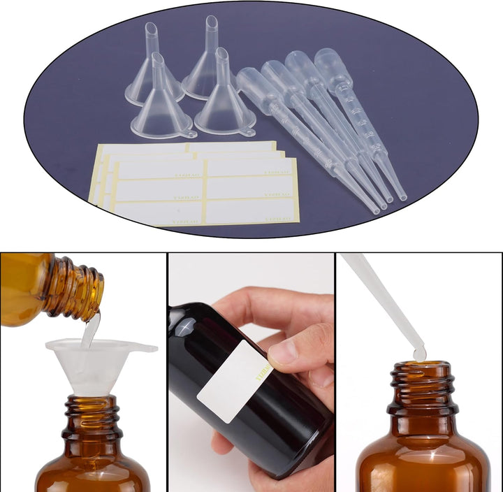 YIZHAO Pipettenflasche 30ml, Apothekerflasche Braunglas mit [Dropper Pipette Glas], Braunglasflasche
