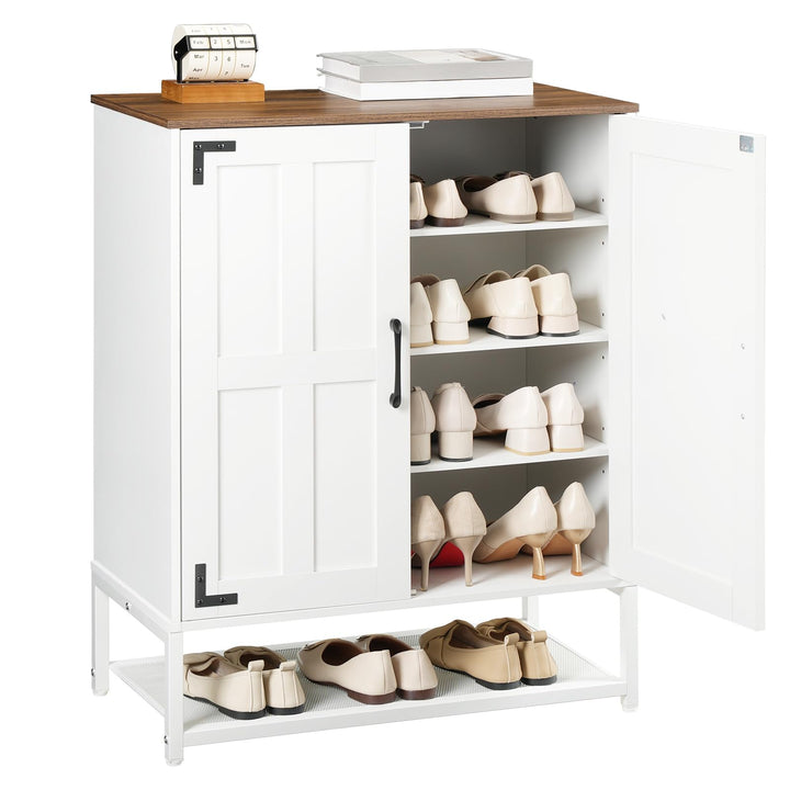 HOOBRO Schuhschrank, 6-stöckiges Schuhregal, Landhausstil, mit verstellbaren Ablagen, freistehend, S