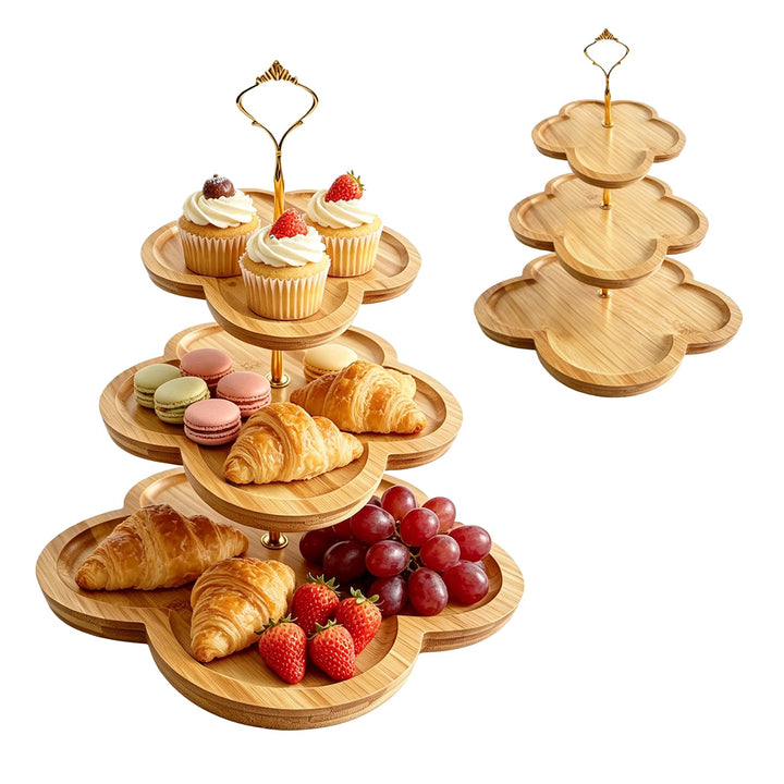 Etagere Holz - Cupcake Ständer - Tortenständer 3 Etagen - Donut Ständer für Obst, Desserts, Hochzeit