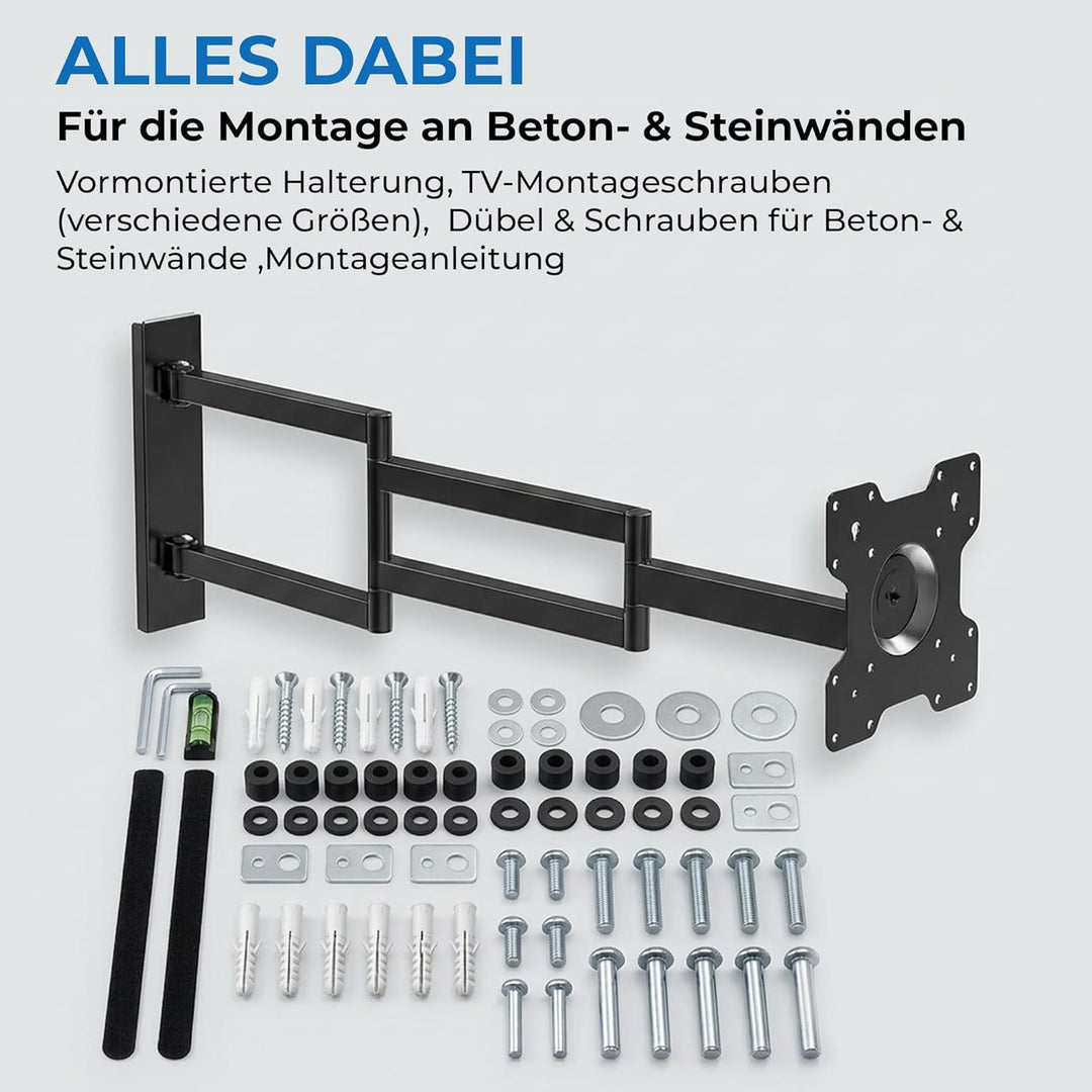 DQ Rotate XL 98,5 cm Schwarz TV Wandhalterung - Empfohlene TV-Grösse: 15" - 40" - VESA 75x75 100x100