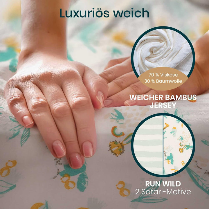 Tutti Bambini Spannbettlaken Beistellbett (2er-Pack) - Atmungsaktiver Bambus-Jersey - Spannbetttuch