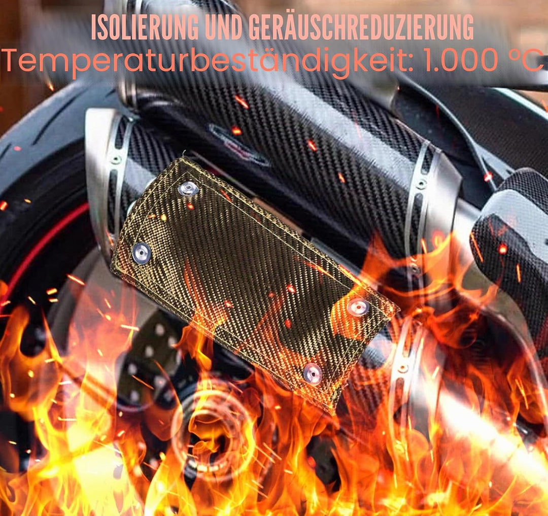 ilauke Hitzeschutzband Auspuff, Glasfaser und Edelstahl, Schwarz Auspuff Dichtband 10 x 20.3cm, mit