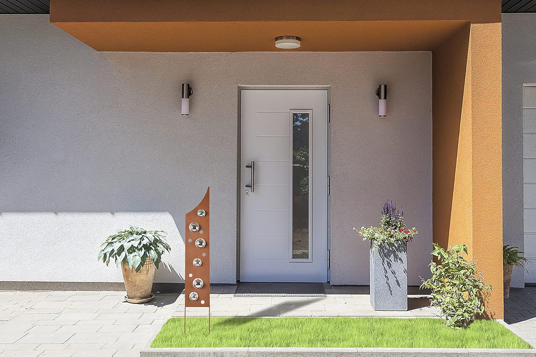 Kobolo Gartenstecker Dekostecker Rusty Bubbles in Rostoptik mit Edelstahlkugeln