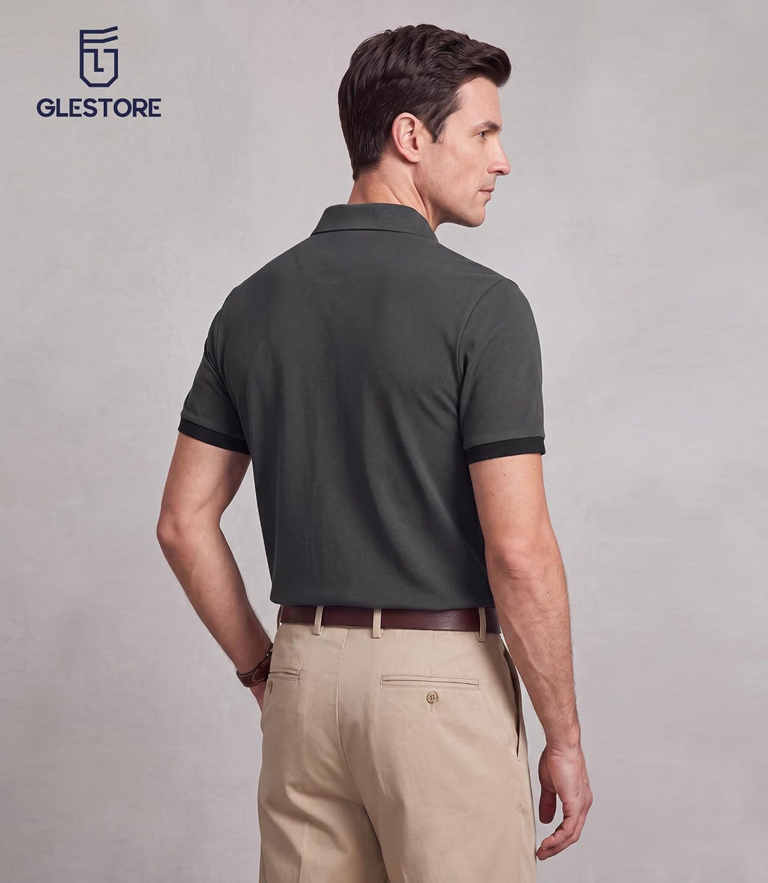 GLESTORE Poloshirt Herren Männer Hemd Herren Kurzarm Shirt Sommer M Grau&amp;schwarz, M Grau&amp;schwarz