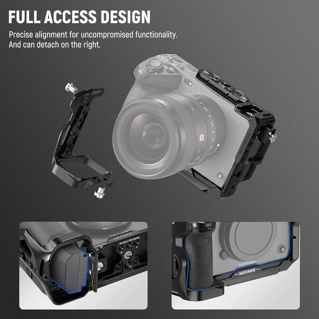 NEEWER FX3/FX30 Cage Kamera Käfig mit HDMI Cable Clamp,NATO Schiene,3/8"ARRI Positionierungslöcher,
