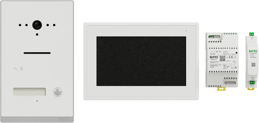 Schneider Electric Ritto Video-Gegensprechanlage, TwinBus IP Set mit App, 7 Zoll HD Monitor, 2-Draht