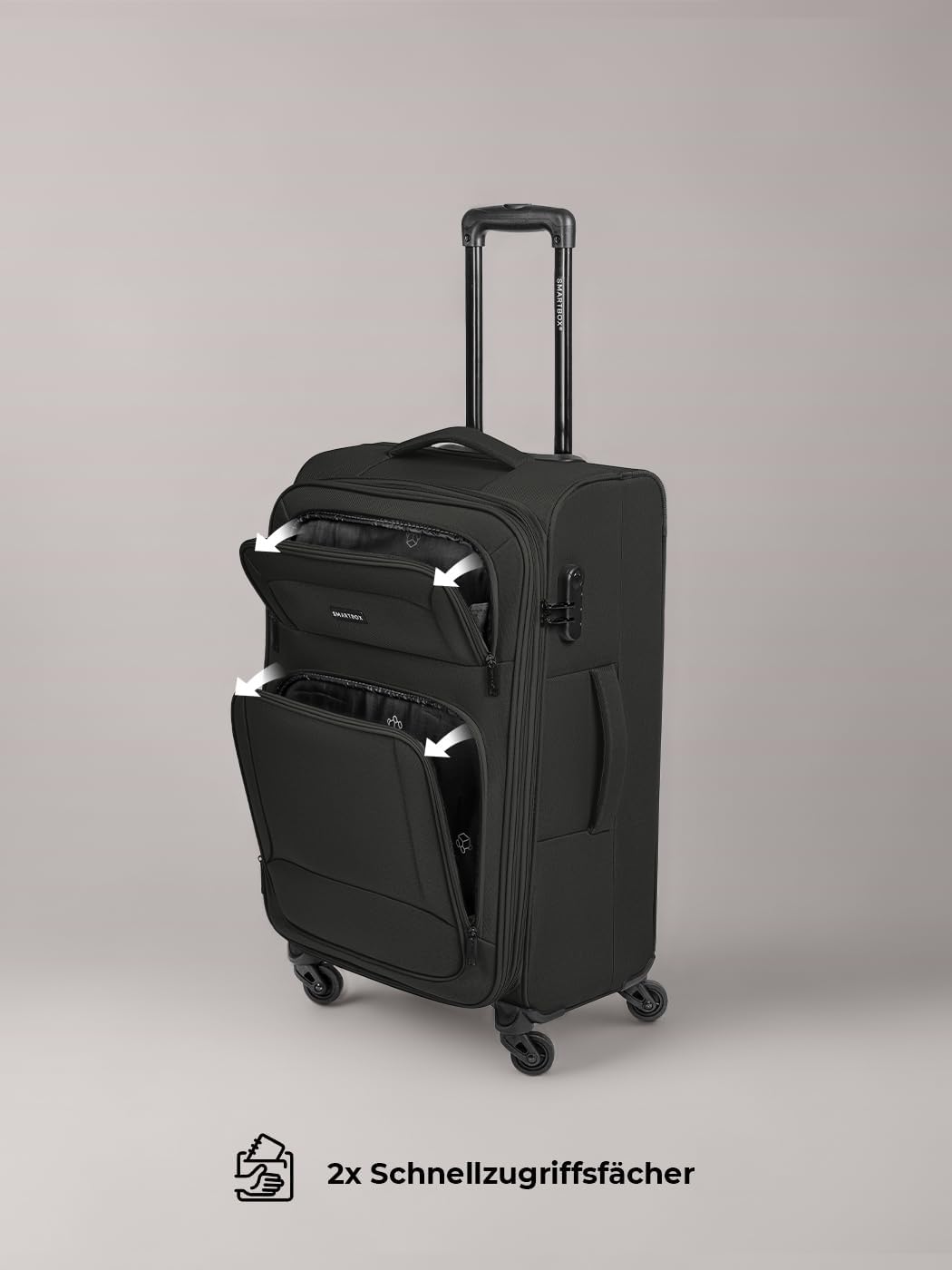 SMARTBOX Weichgepäck Check-in Koffer für Damen & Herren | Mittelgrosser Trolley 41 x 27 x 67 cm | 4
