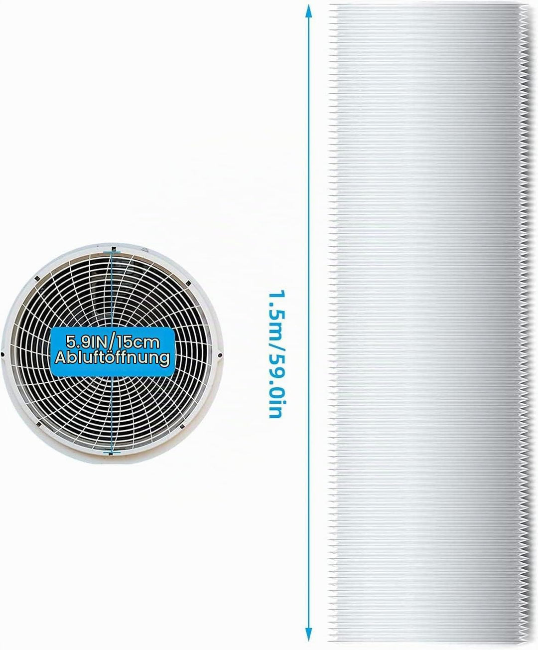Btstil Klimaanlage Schlauch Verlängerung, Universal-Abluftschlauch Ø 150 mm, Flexibel PVC Schlauch f