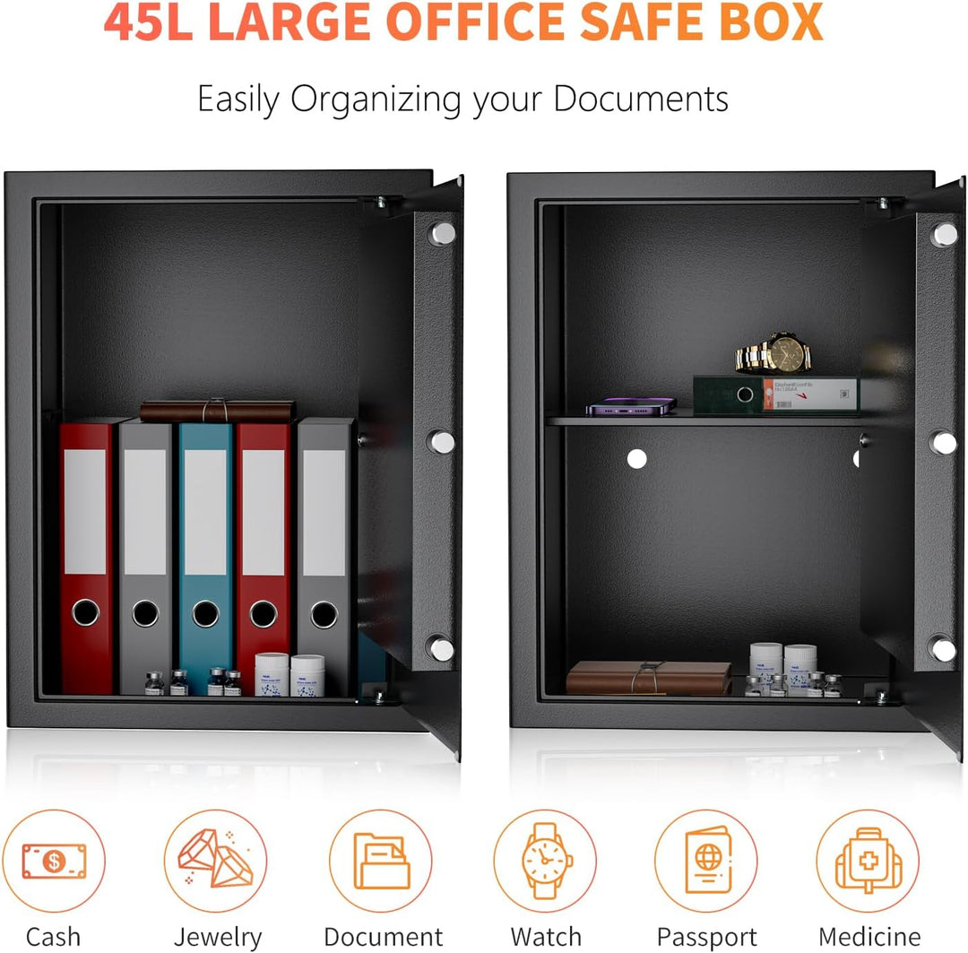 Safe Tresor mit Schlüssel, WASJOYE Möbeltresor mit Schlüssel-Schloss für Zuhause/Büro, 43L Gross Wan