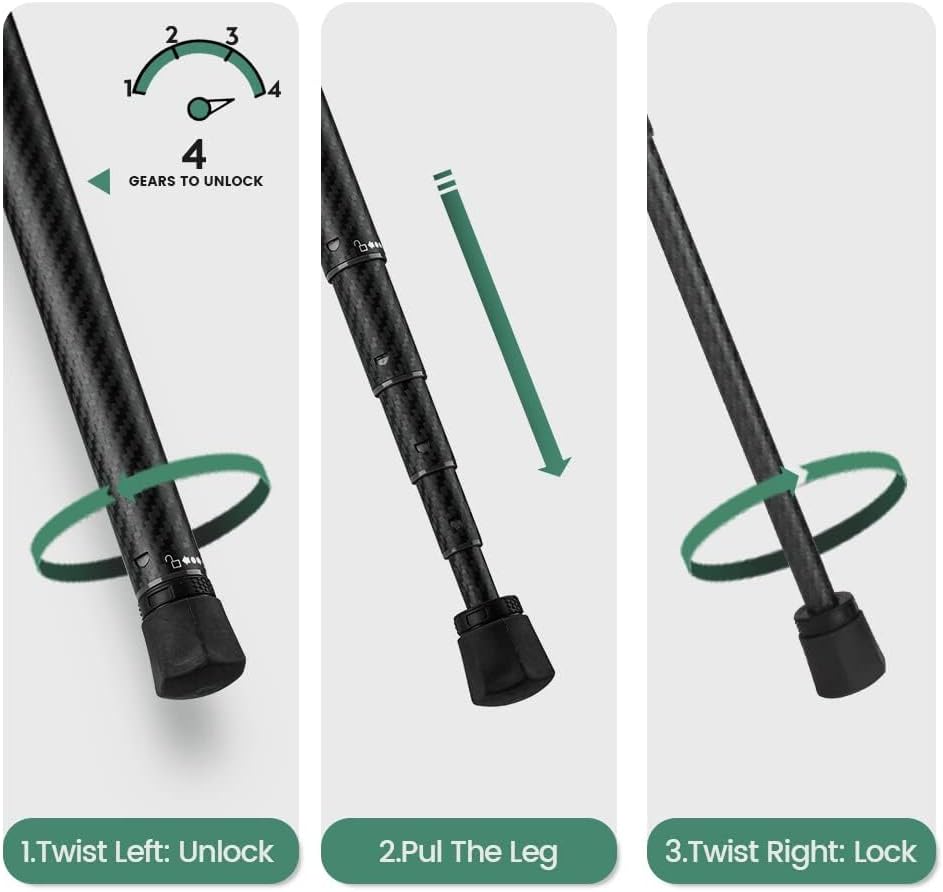 Fotopro Kohlefaser-Stativ für Kamera, 0,9 kg, Ultraleicht, 157,5 cm, Reisekamerastativ, max. Belastu