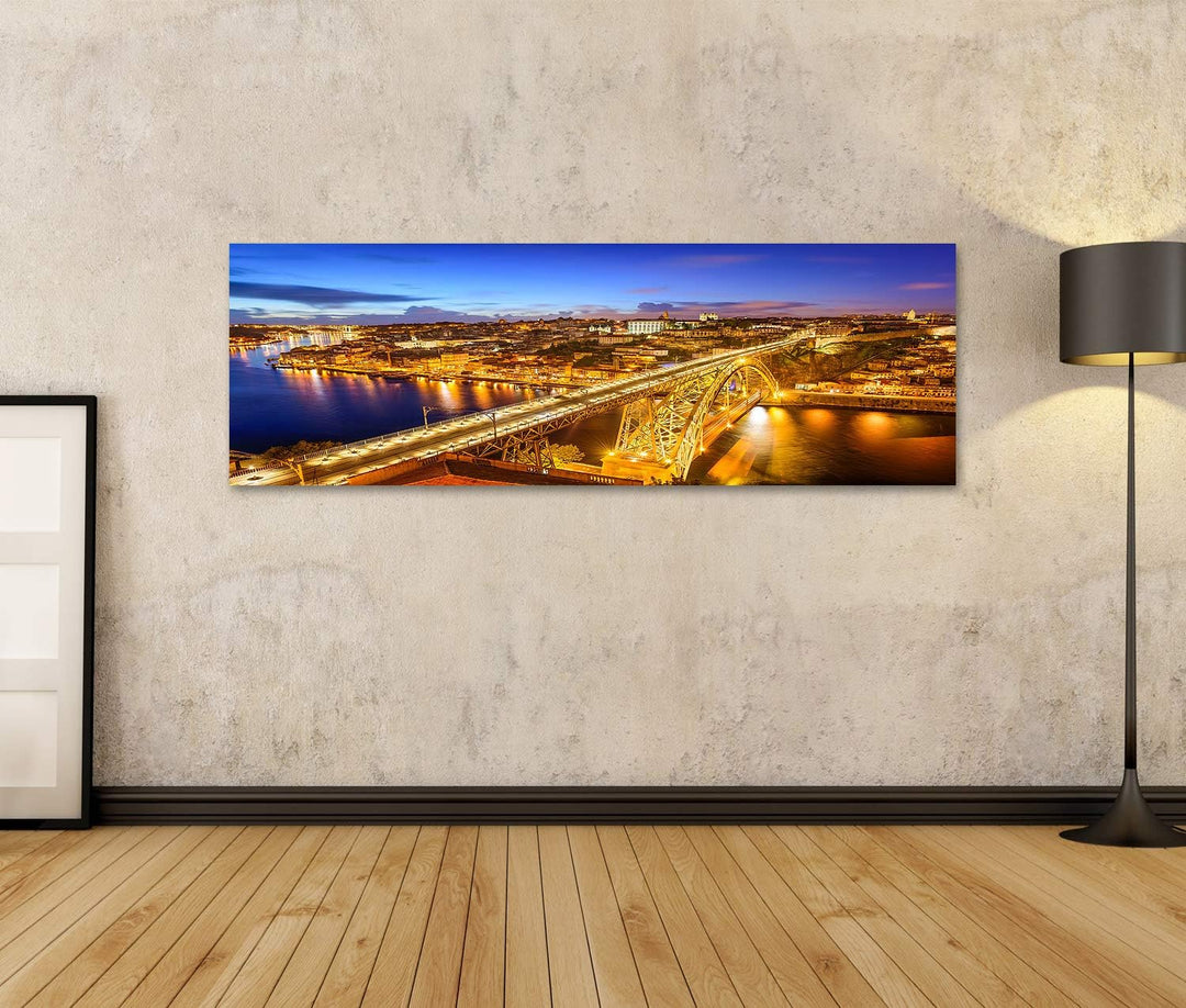 islandburner Bild auf Leinwand Porto Portugal Skyline Über Demfluss Douro Bilder Wandbilder Poster L