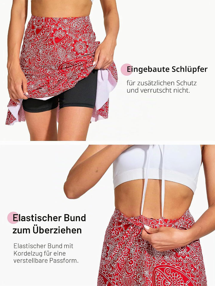 MOTEEPI 19" Golf Röcke für Frauen Knie Länge Ruffle Saum Rock Tennis Rock Athletic Skort für Workout