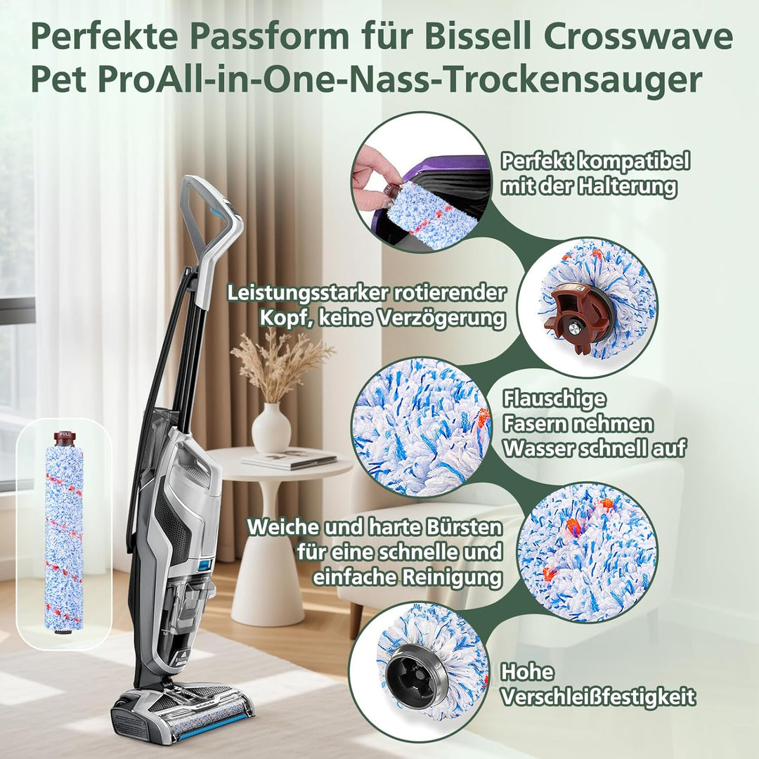Zubehör für Bissell CrossWave 3-in-1 C3 Pro Nass Trockensauger 3555N, 3 Multi-Oberflächenbürsten 186