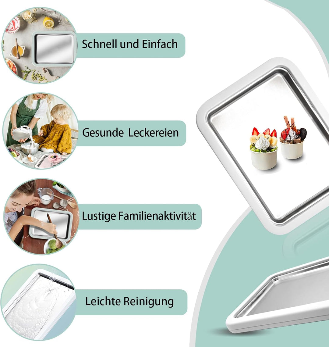 climafusion Eisplatte Eis Rolls zum Eis Machen DIY, Ice Cream Machine rolls maker mit 2 Spateln, Gel