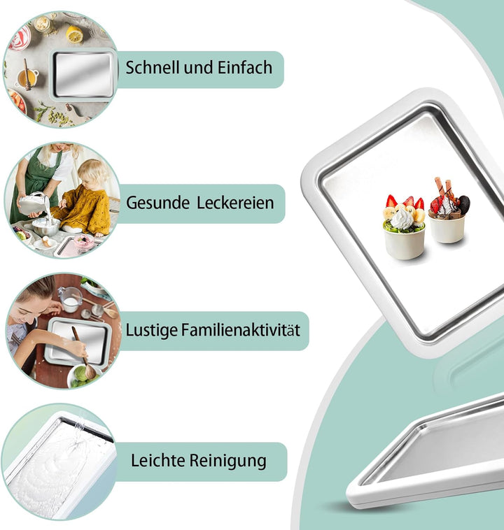 climafusion Eisplatte Eis Rolls zum Eis Machen DIY, Ice Cream Machine rolls maker mit 2 Spateln, Gel
