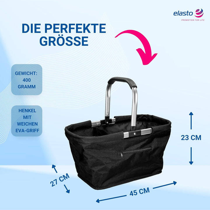 Carryking Einkaufskorb faltbar 'Vigo' 30 L - Lunchtasche black mit viel Stauraum - Robuster Picknick