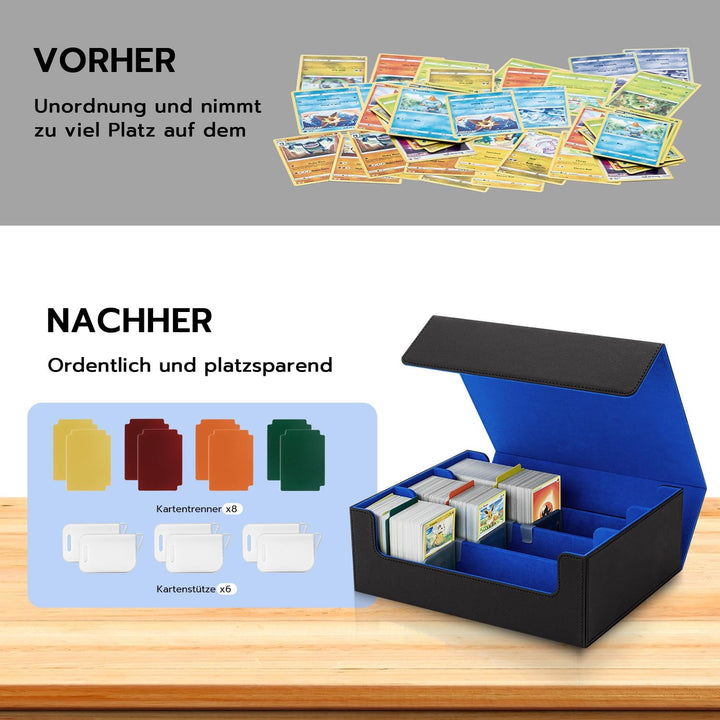 Card Deck Box for MTG, Gathering Kartenbox für 1800+ Karten mit Trennwänden,PU Leder Starkes Magneti