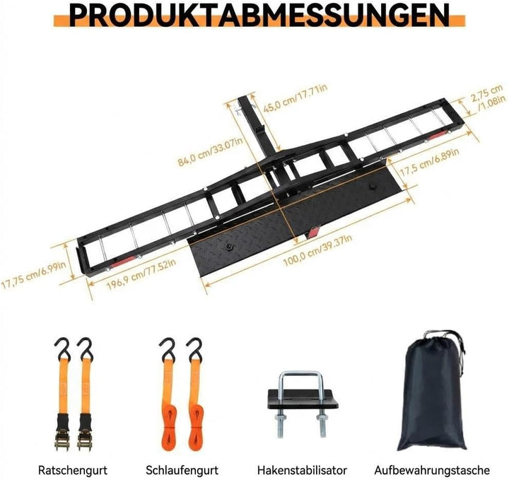 Garvee Schwerlast Motorradträger für Anhängerkupplung – 500 lbs Tragkraft, abnehmbare Stahlrampe, An