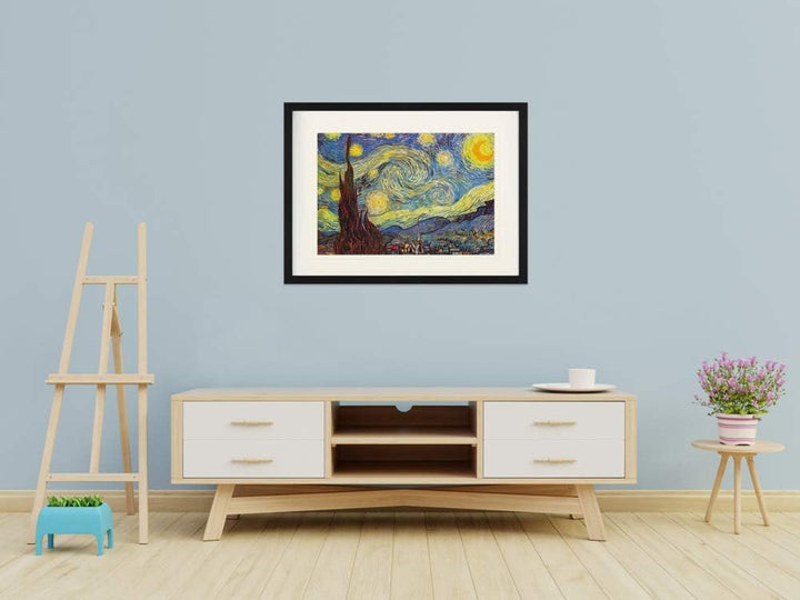 1art1 Vincent Van Gogh Poster Die Sternennacht, 1889 Gerahmtes Bild Mit Edlem Passepartout | Wand-Bi