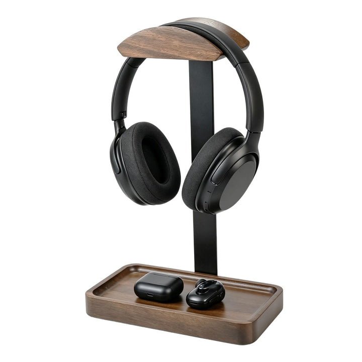 Kopfhörer Ständer für Schreibtisch - Aus massivem Holz und Aluminium, Gaming Headset Ständer mit Tab