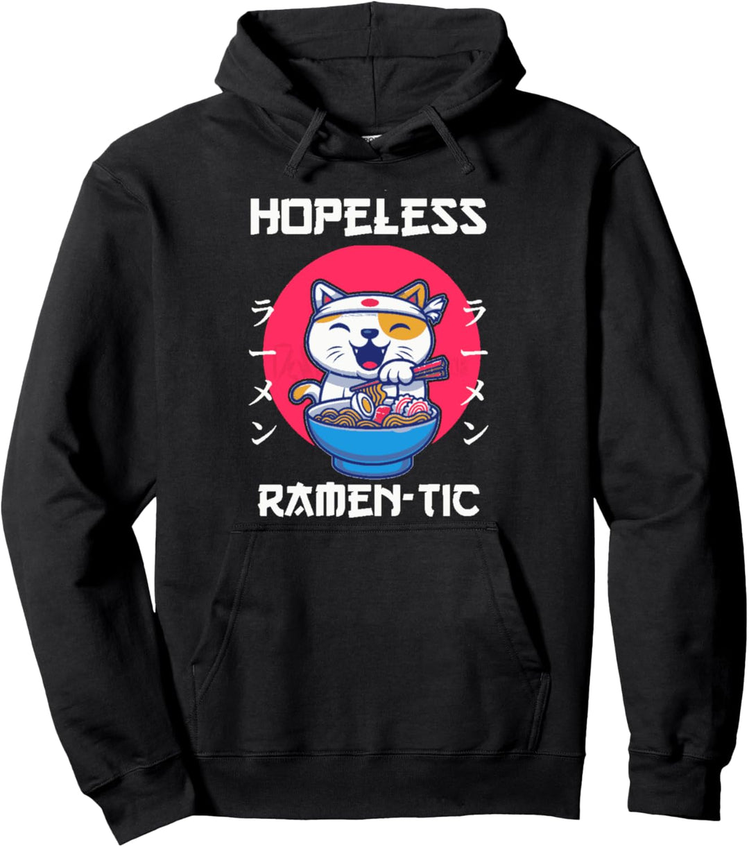 Kawaii Ramen Neko Shirt Japanische Nudel Anime Romantisch Pullover Hoodie