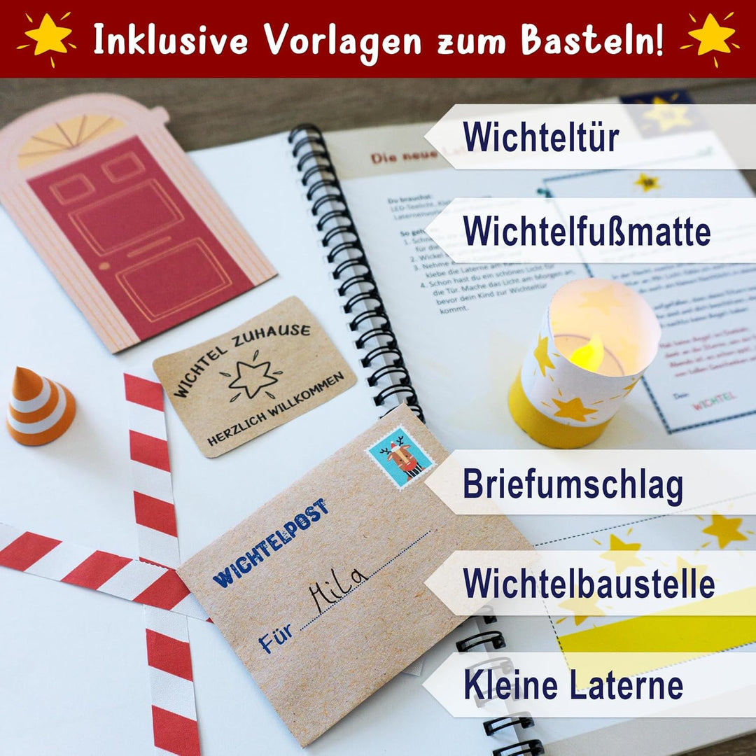 Premium Wichtelbriefe Komplettset 1 zum Ausschneiden mit Reimen, Abenteuern, Wichtel-Schabernack und