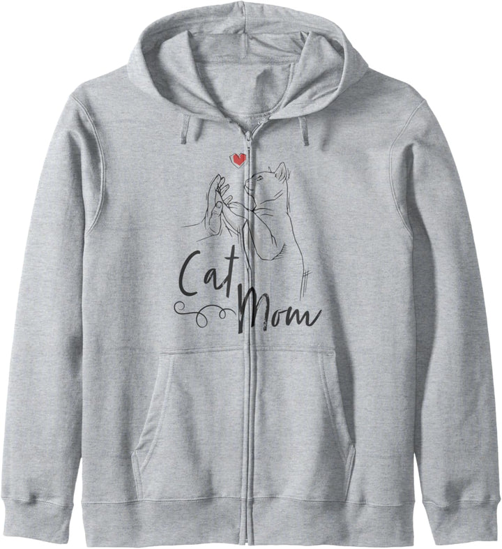 Cat Mom | Katzen Mama Süsse Katzengrafik mit Herz Kapuzenjacke