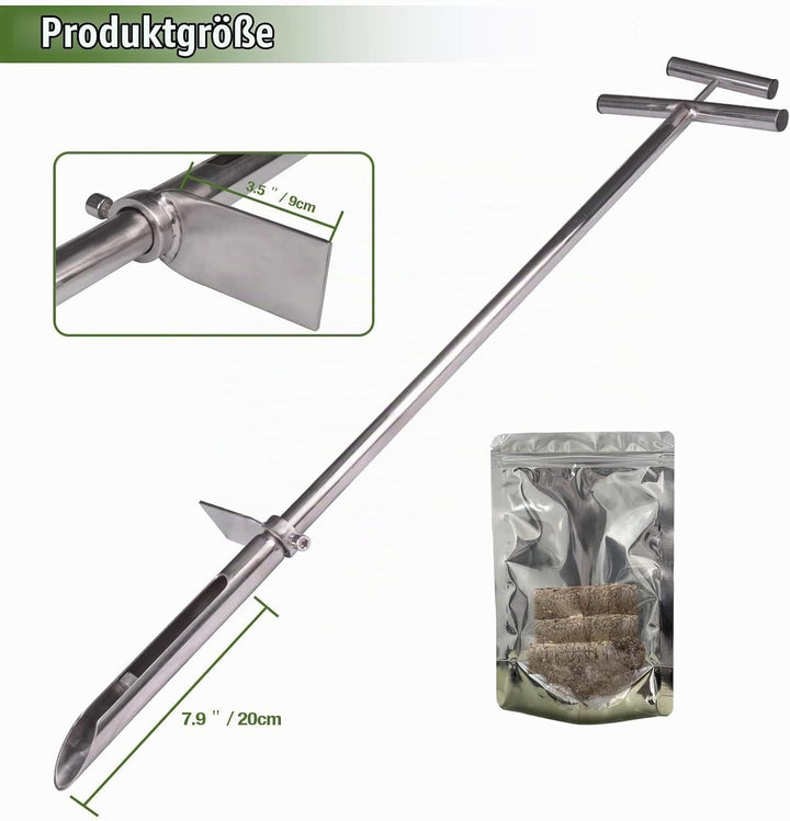 SurmountWay Bodenprobe 101,6 cm mit Fussstufen und Probenauswerfer, Edelstahl-T-Stil-Griff, Bodentes